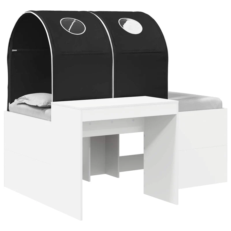 Bed with Tunnel 3 pcs White and Black Engineered Wood