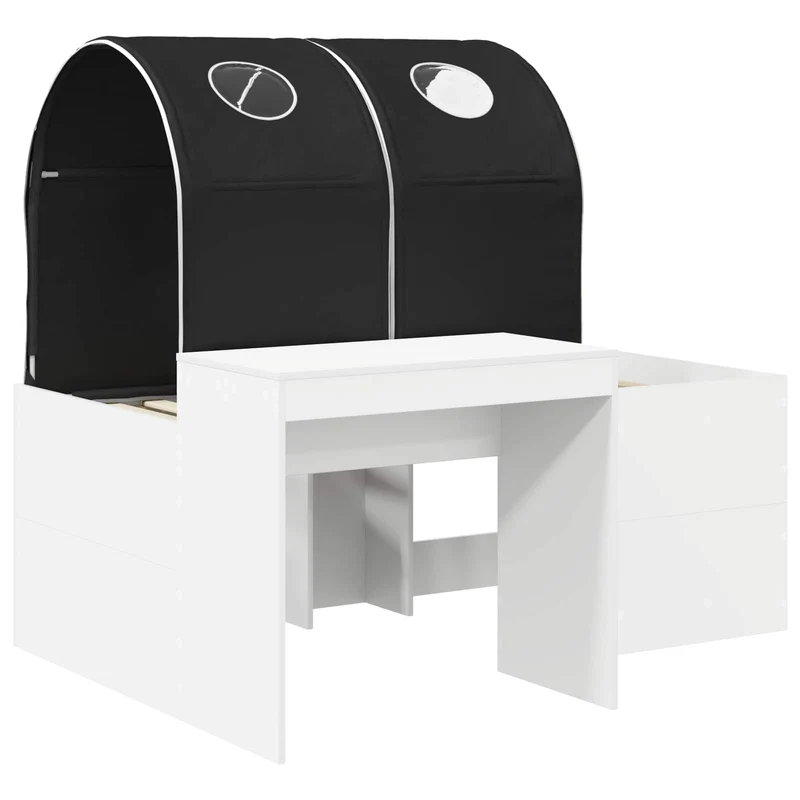 Bed with Tunnel 3 pcs White and Black Engineered Wood