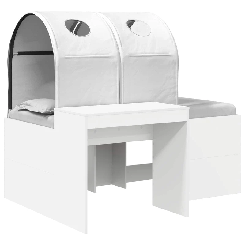 Bed with Tunnel 3 pcs White Engineered Wood