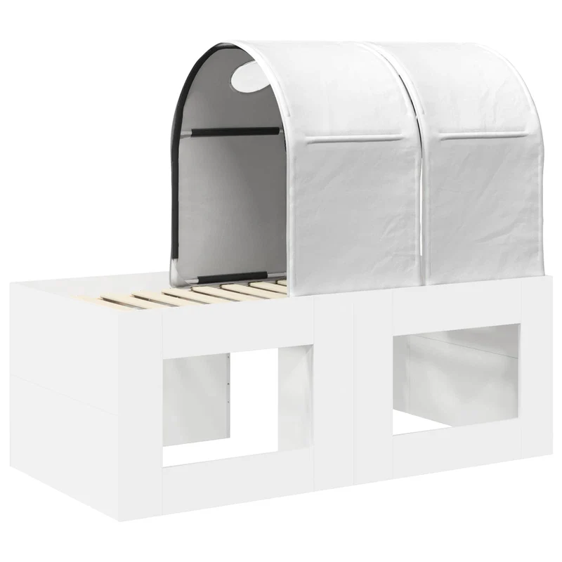 Bed with Tunnel 3 pcs White Engineered Wood