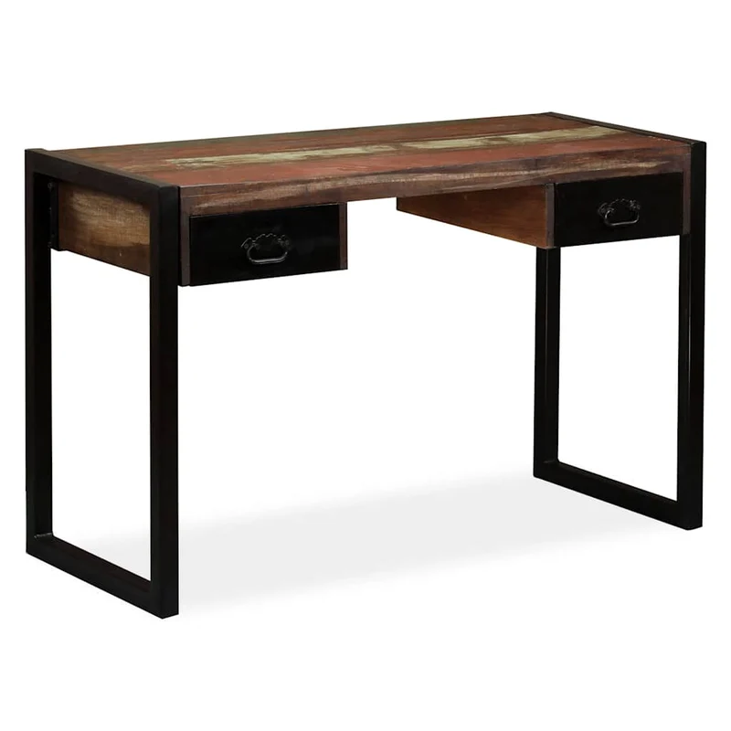 244905 vidaXL Desk with 2 Drawers Solid Reclaimed Wood 120x50x76 cm