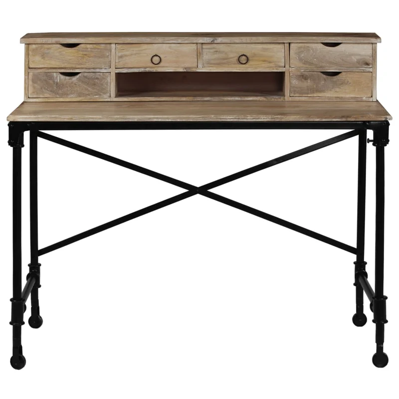 244947 vidaXL Writing Desk Solid Mango Wood and Steel 110x50x96 cm