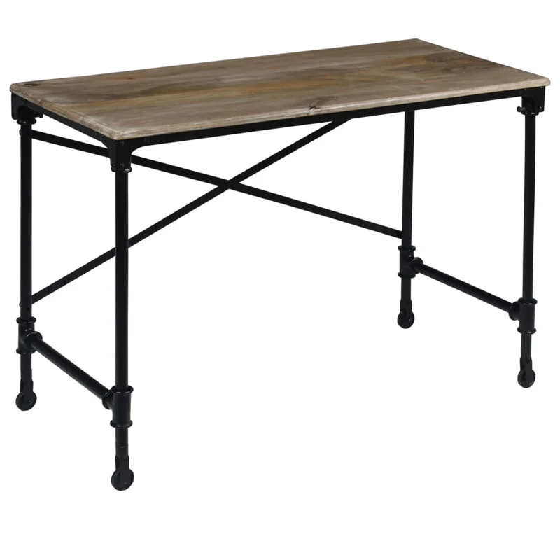 244947 vidaXL Writing Desk Solid Mango Wood and Steel 110x50x96 cm