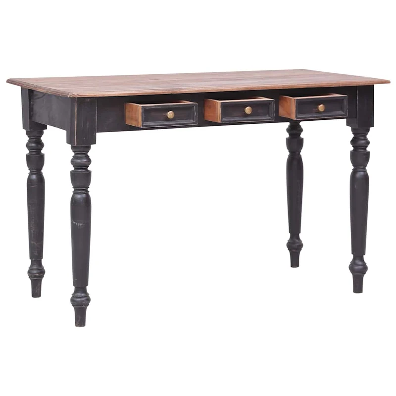 283907 vidaXL Desk with 3 Drawers 117x57x75 cm Solid Mahogany Wood