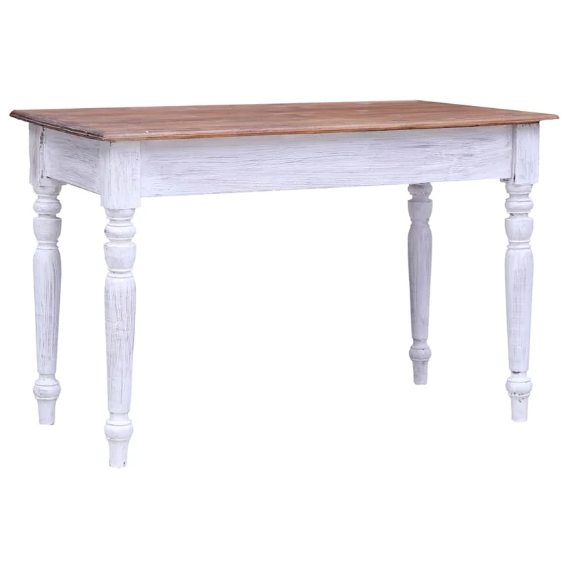 283908 vidaXL Desk with Drawers White 117x57x75 cm Solid Mahogany Wood