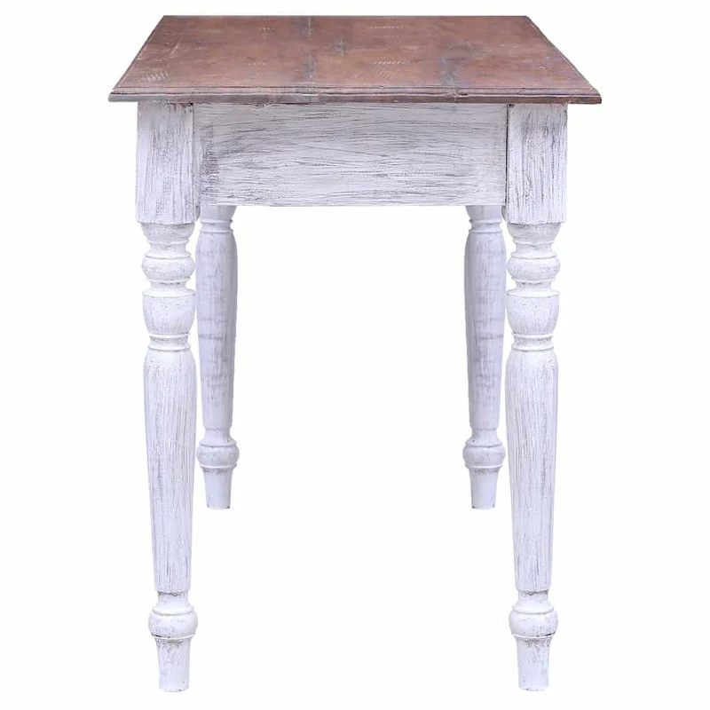 283908 vidaXL Desk with Drawers White 117x57x75 cm Solid Mahogany Wood