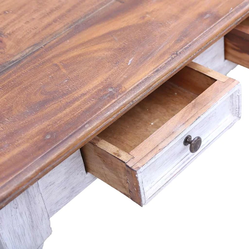 283908 vidaXL Desk with Drawers White 117x57x75 cm Solid Mahogany Wood