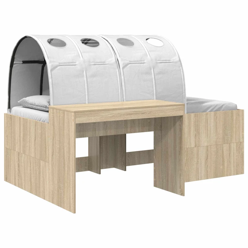 Bed with Tunnel 3 pcs Sonoma Oak and White Engineered Wood
