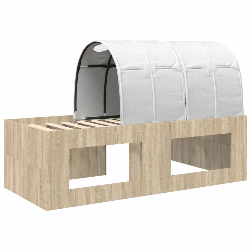 Bed with Tunnel 3 pcs Sonoma Oak and White Engineered Wood