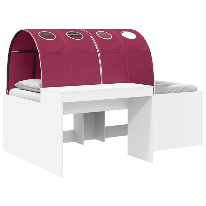 Bed with Tunnel 4 pcs White and Red Engineered Wood