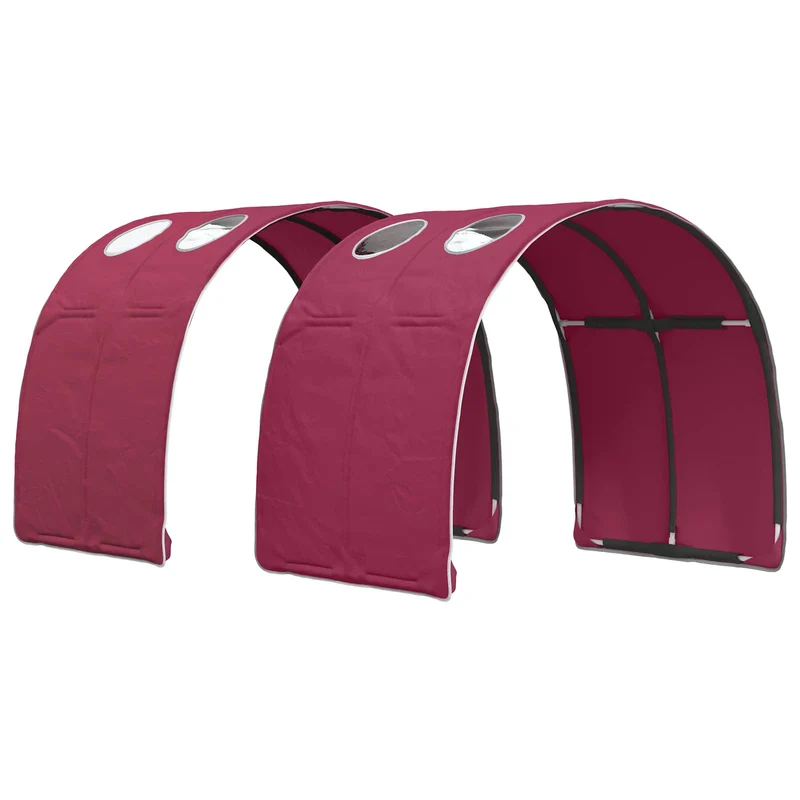 Bed with Tunnel 4 pcs White and Red Engineered Wood