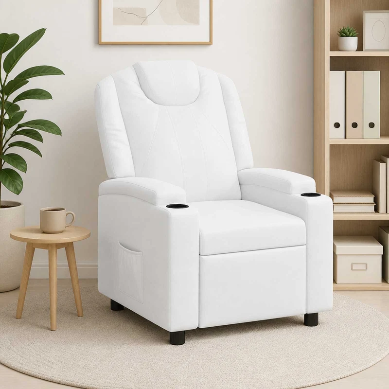 Recliner Chair White 75 x 95 x 106 cm Fabric