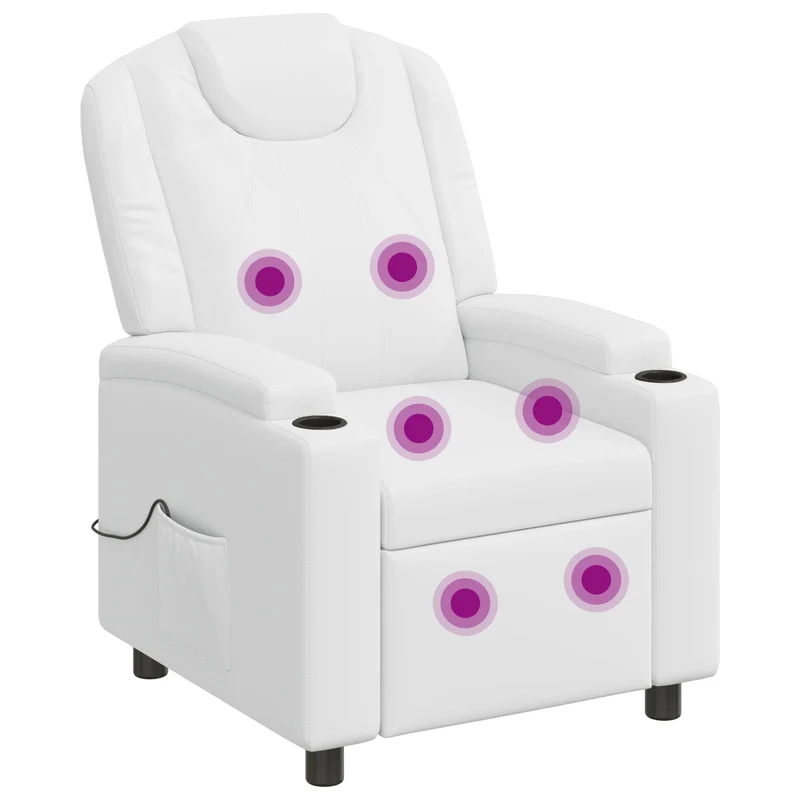 Recliner Massage Chair White 75 x 95 x 106 cm Fabric