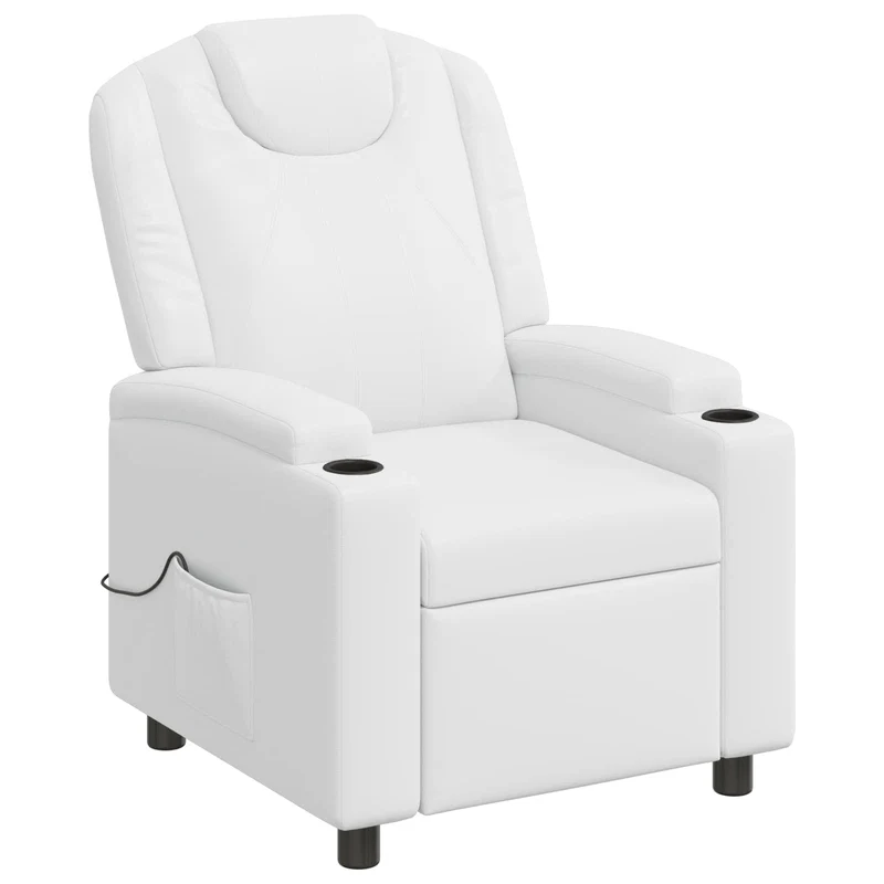 Recliner Massage Chair White 75 x 95 x 106 cm Fabric