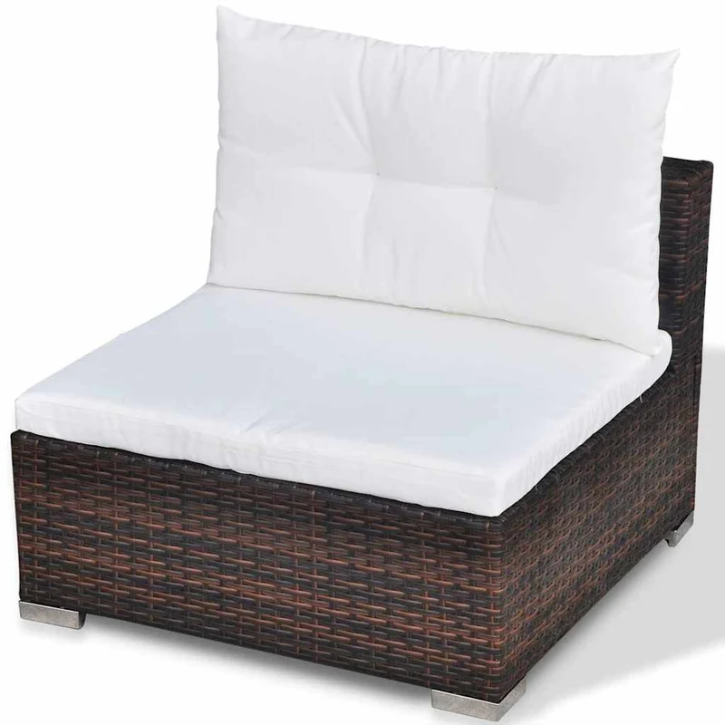 42739 vidaXL 5 Piece Garden Lounge Set with Cushions Poly Rattan Brown