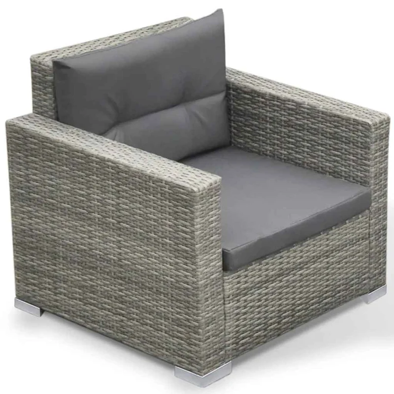 42744 vidaXL 6 Piece Garden Lounge Set with Cushions Poly Rattan Grey