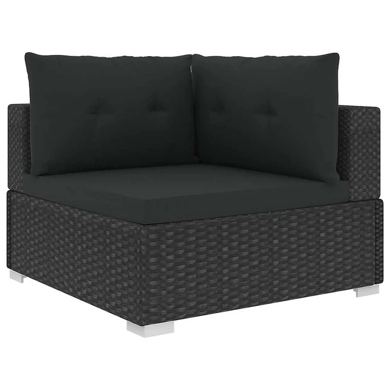 46745 vidaXL 6 Piece Garden Lounge Set with Cushions Poly Rattan Black
