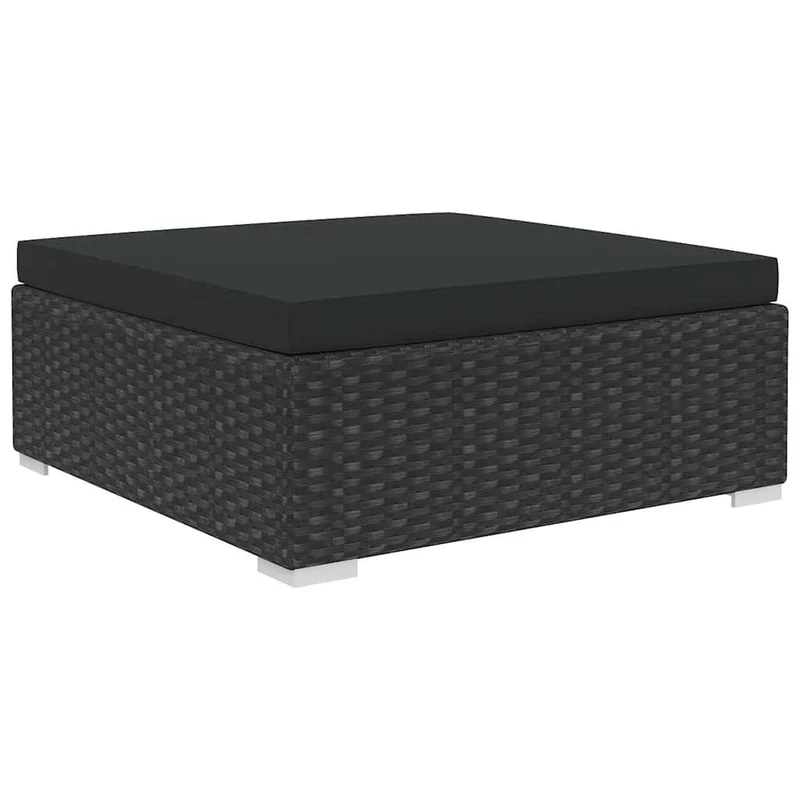 46745 vidaXL 6 Piece Garden Lounge Set with Cushions Poly Rattan Black