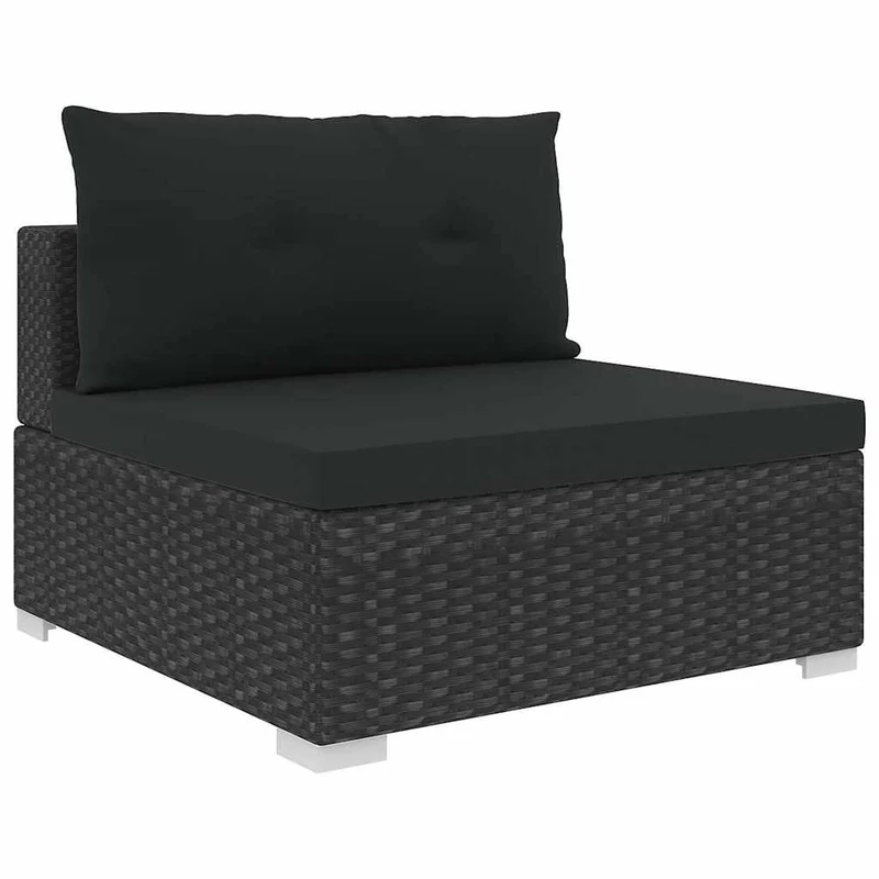 46745 vidaXL 6 Piece Garden Lounge Set with Cushions Poly Rattan Black