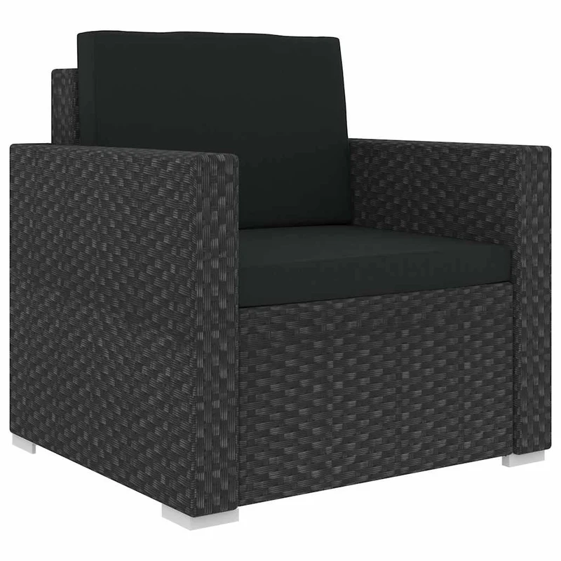 46745 vidaXL 6 Piece Garden Lounge Set with Cushions Poly Rattan Black
