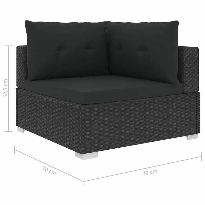46745 vidaXL 6 Piece Garden Lounge Set with Cushions Poly Rattan Black