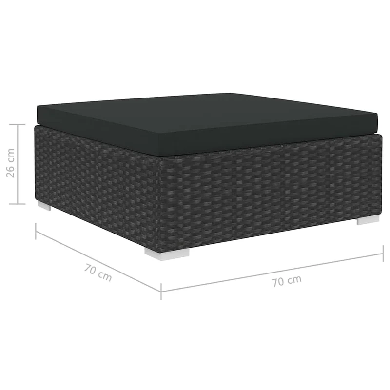 46745 vidaXL 6 Piece Garden Lounge Set with Cushions Poly Rattan Black