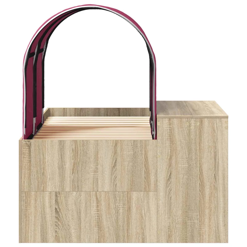 Bed with Tunnel 3 pcs Sonoma Oak and Red Engineered Wood
