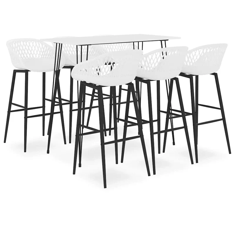 7 Piece Bar Set White