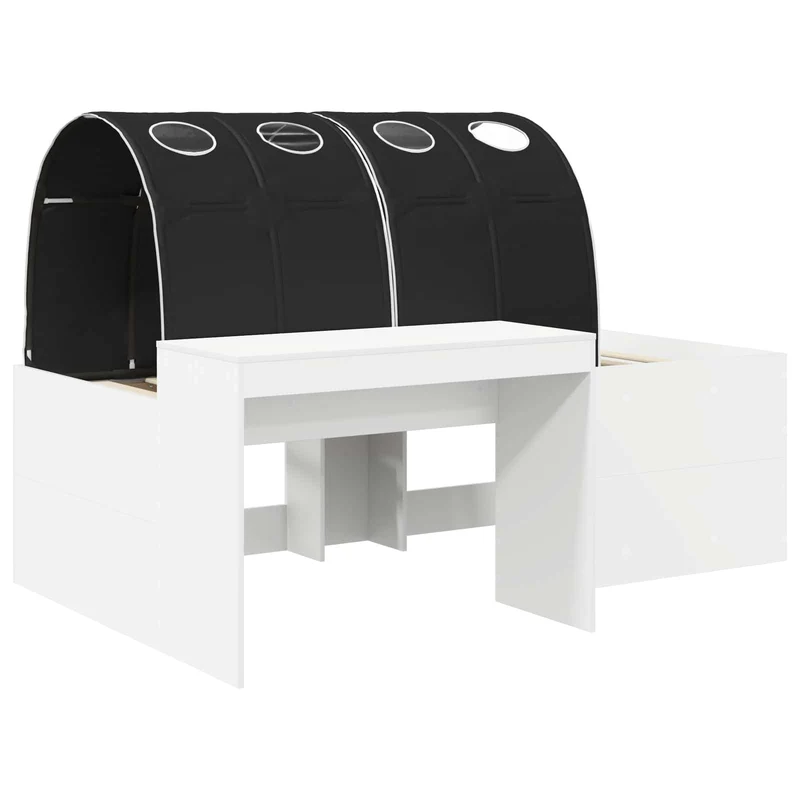Bed with Tunnel 3 pcs White and Black Engineered Wood