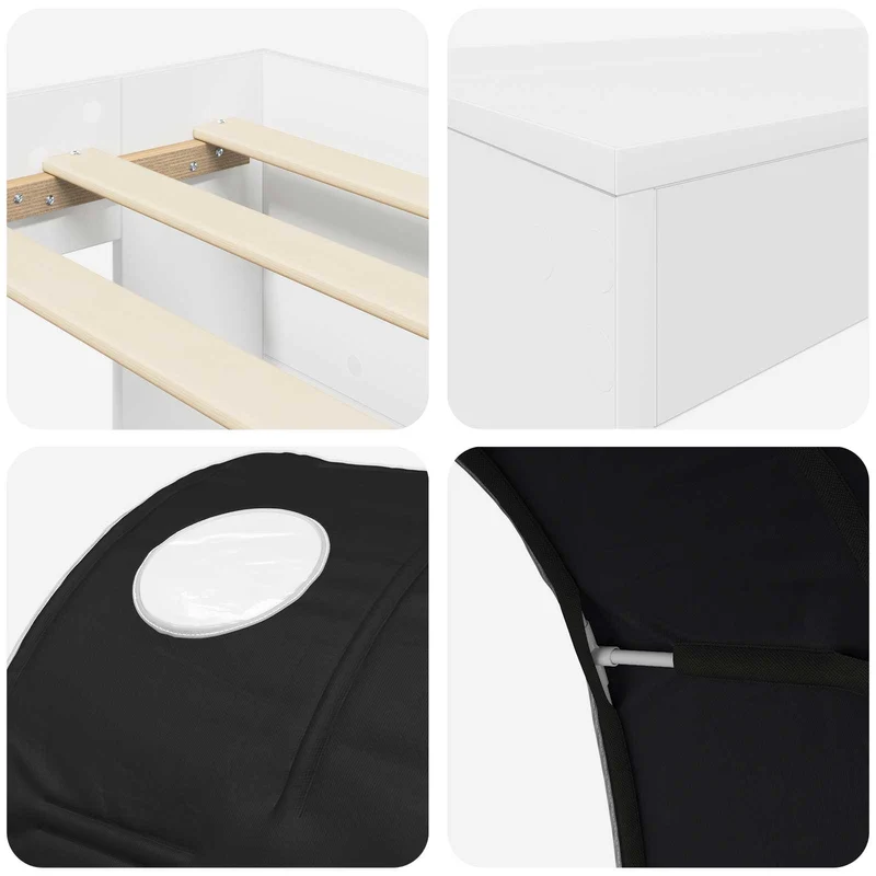 Bed with Tunnel 3 pcs White and Black Engineered Wood