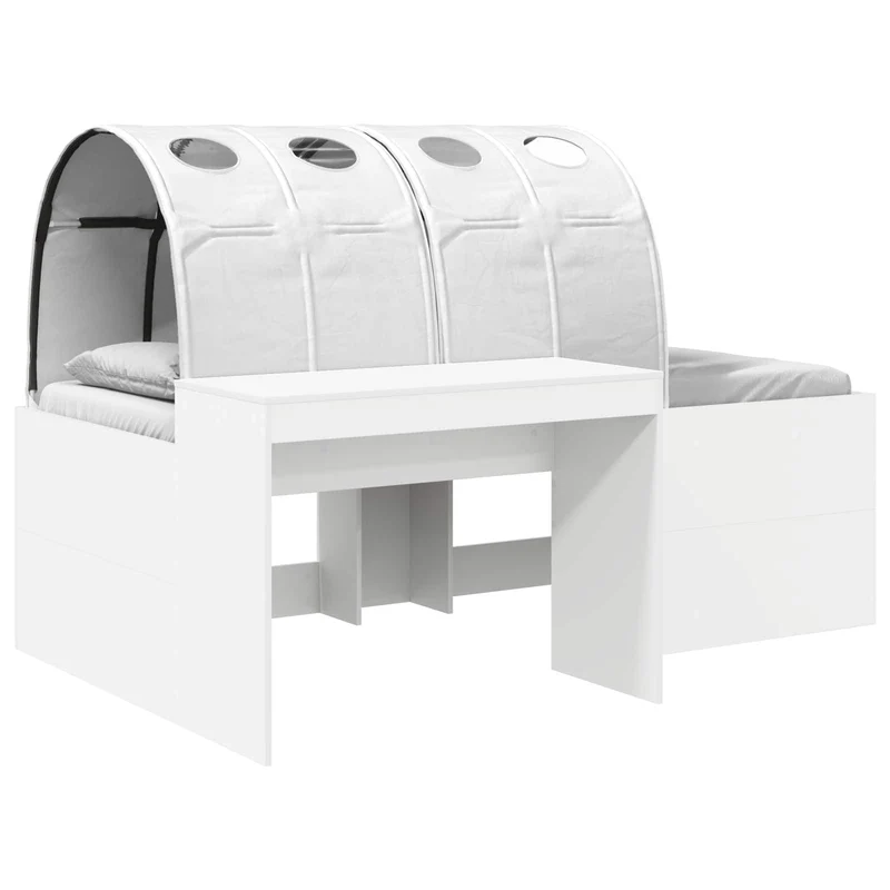 Bed with Tunnel 3 pcs White Engineered Wood