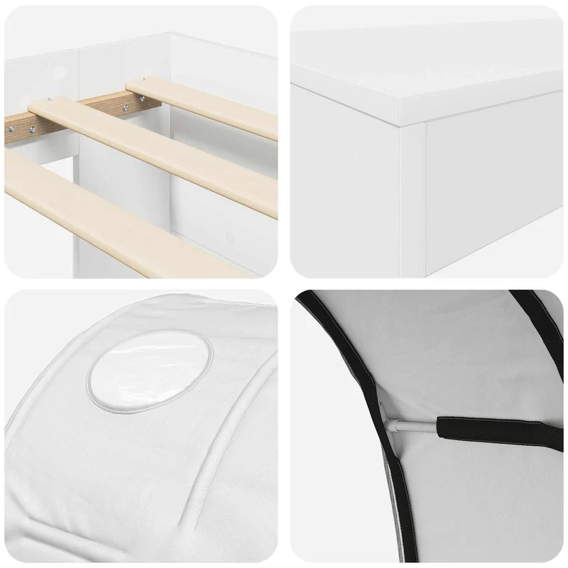 Bed with Tunnel 3 pcs White Engineered Wood
