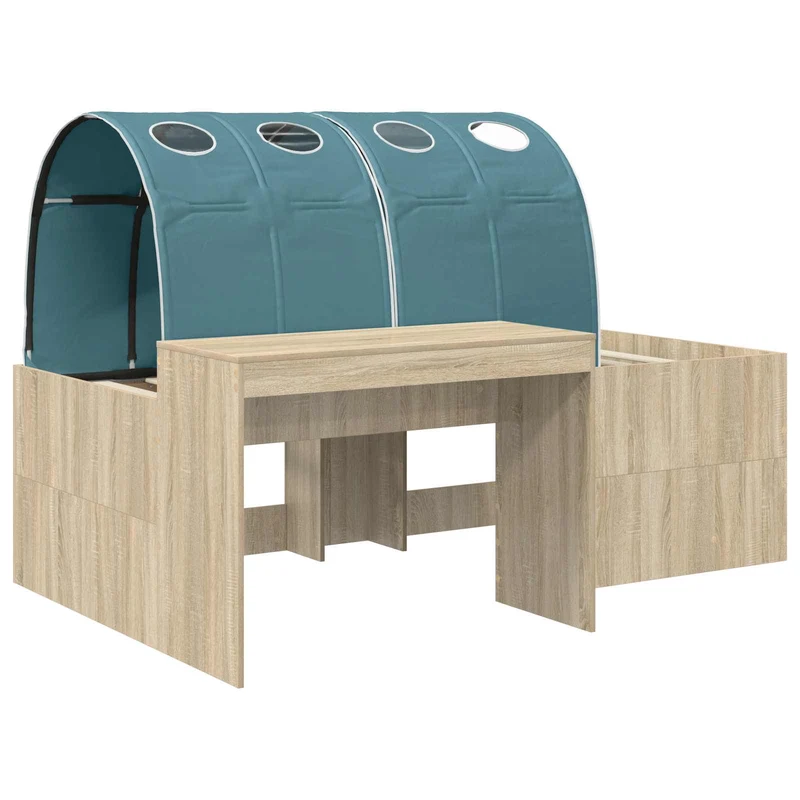 Bed with Tunnel 3 pcs Sonoma Oak and Light Blue Engineered Wood
