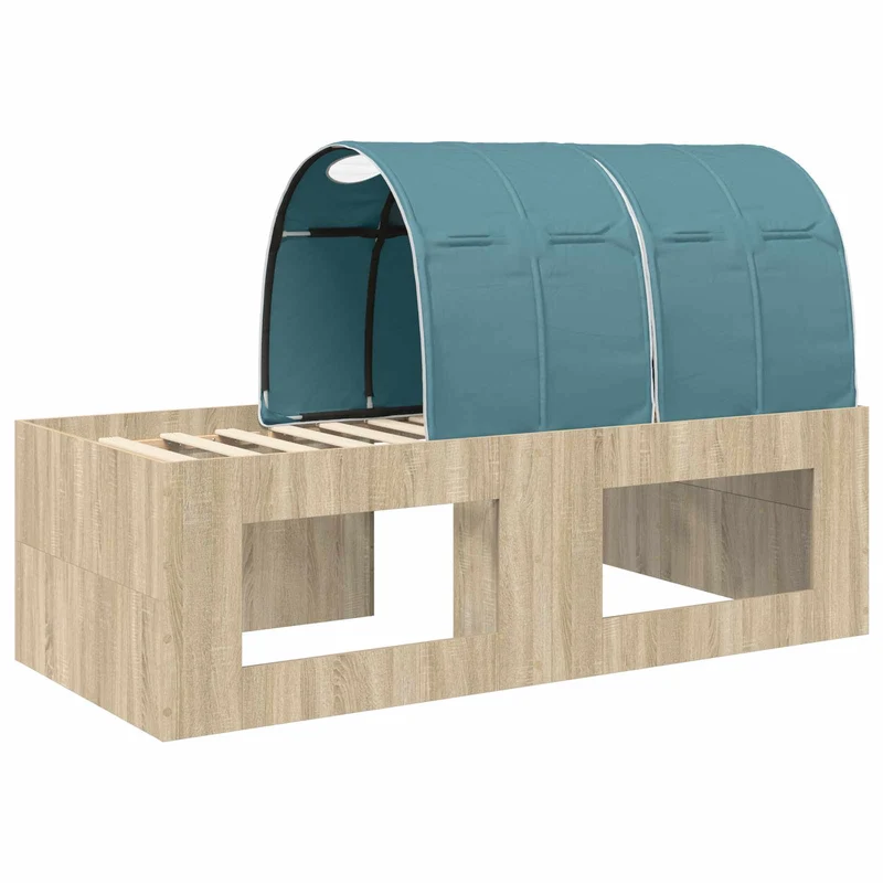 Bed with Tunnel 3 pcs Sonoma Oak and Light Blue Engineered Wood