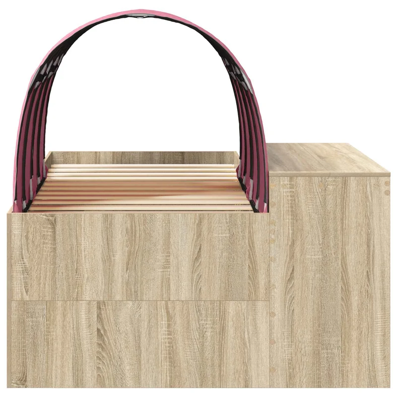 Bed with Tunnel 3 pcs Sonoma Oak and Pink Engineered Wood