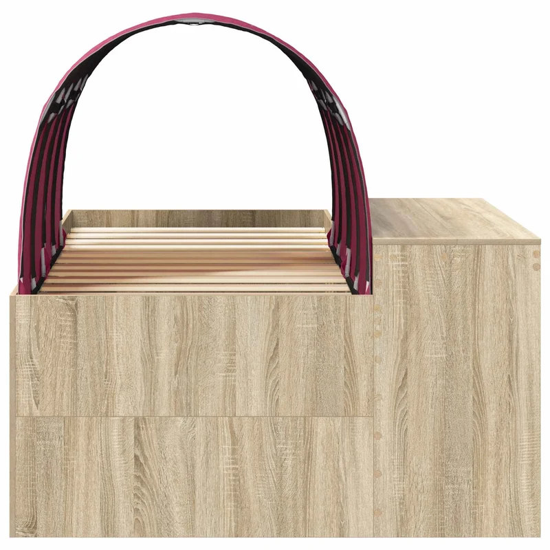 Bed with Tunnel 3 pcs Sonoma Oak and Red Engineered Wood