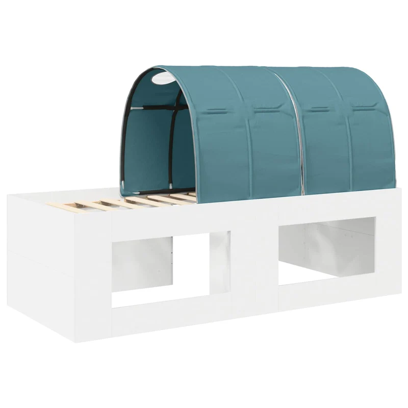 Bed with Tunnel 3 pcs White and Light Blue 75 x 193 cm
