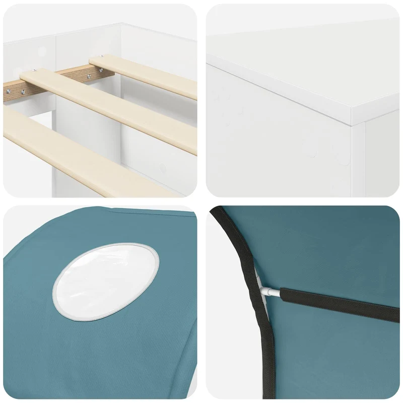 Bed with Tunnel 3 pcs White and Light Blue 75 x 193 cm