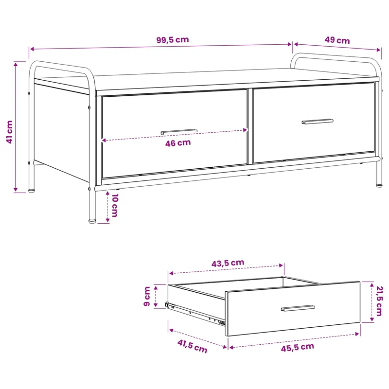 Coffee Table Smoked Oak 99.5 x 49 x 41 cm Engineered Wood