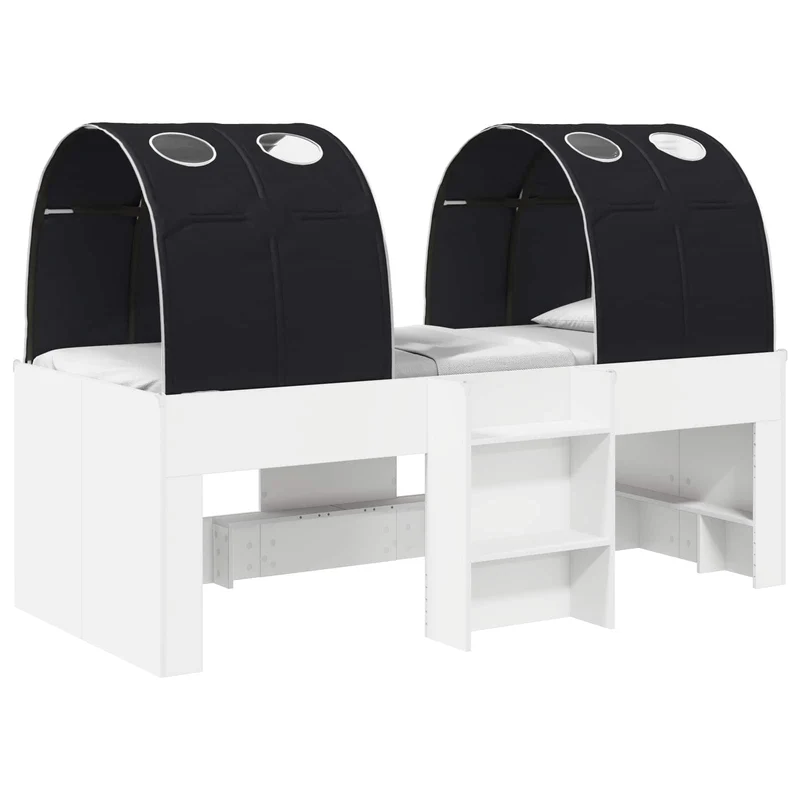 Bed with Tunnel 3 pcs White and Black Engineered Wood