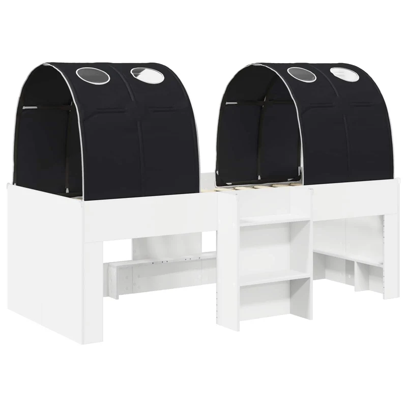 Bed with Tunnel 3 pcs White and Black Engineered Wood