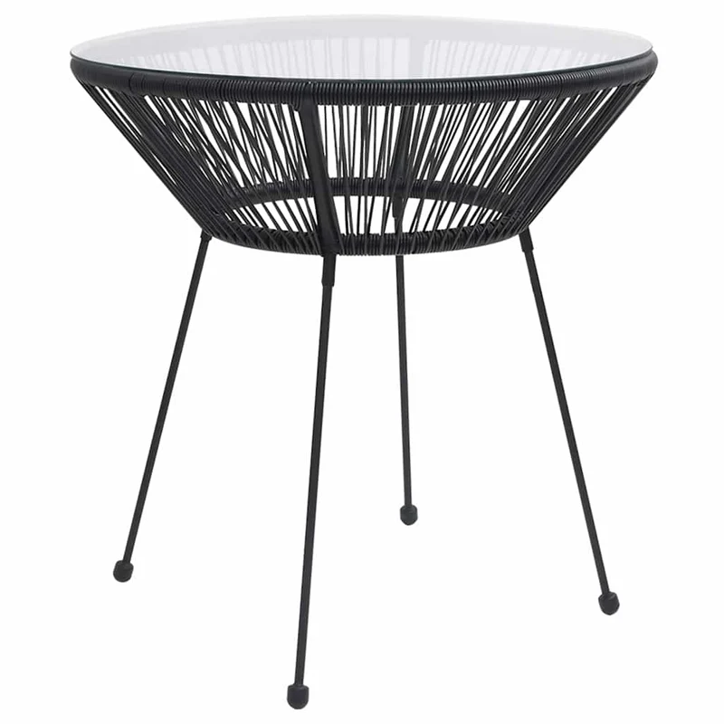 5 Piece Outdoor Dining Set PVC Rattan Black