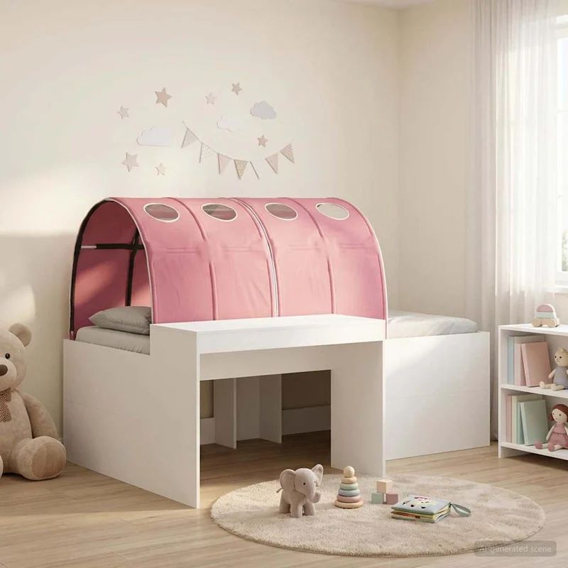 Bed with Tunnel 3 pcs White and Pink 75 x 193 cm