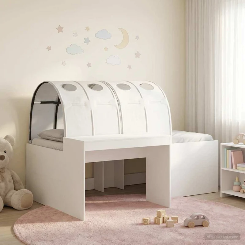 Bed with Tunnel 3 pcs White 75 x 193 cm Engineered Wood
