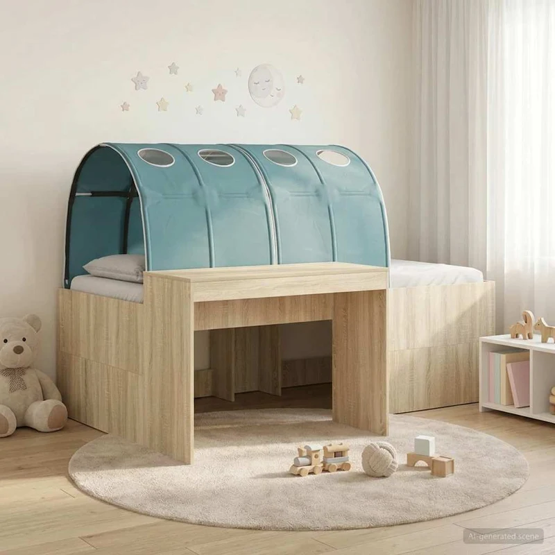 Bed with Tunnel 3 pcs Artisian Oak and Light Blue