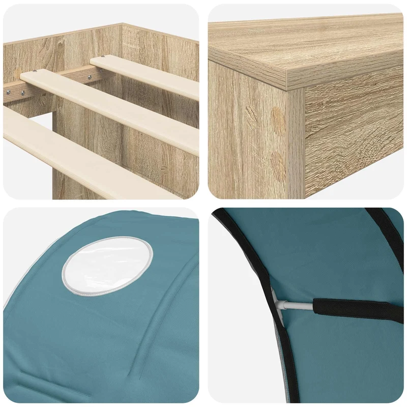 Bed with Tunnel 3 pcs Artisian Oak and Light Blue