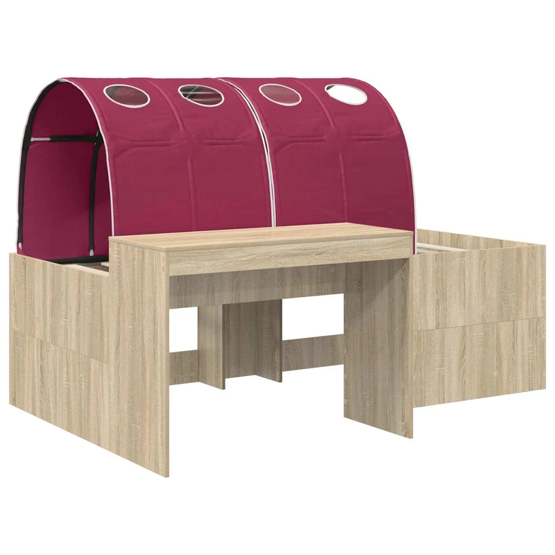 Bed with Tunnel 3 pcs Artisian Oak and Red Engineered Wood