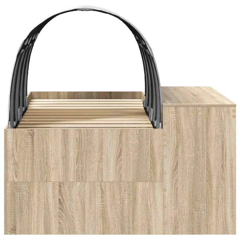 Bed with Tunnel 3 pcs Sonoma Oak and Black 75 x 193 cm