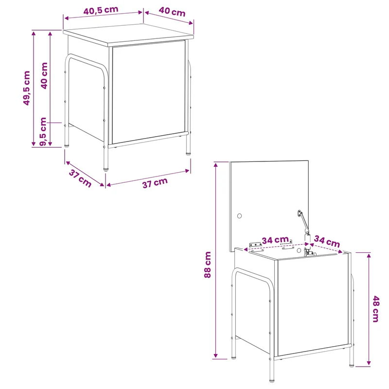 Storage Box Sonoma Oak 40.5 x 40 x 49.5 cm Engineered Wood