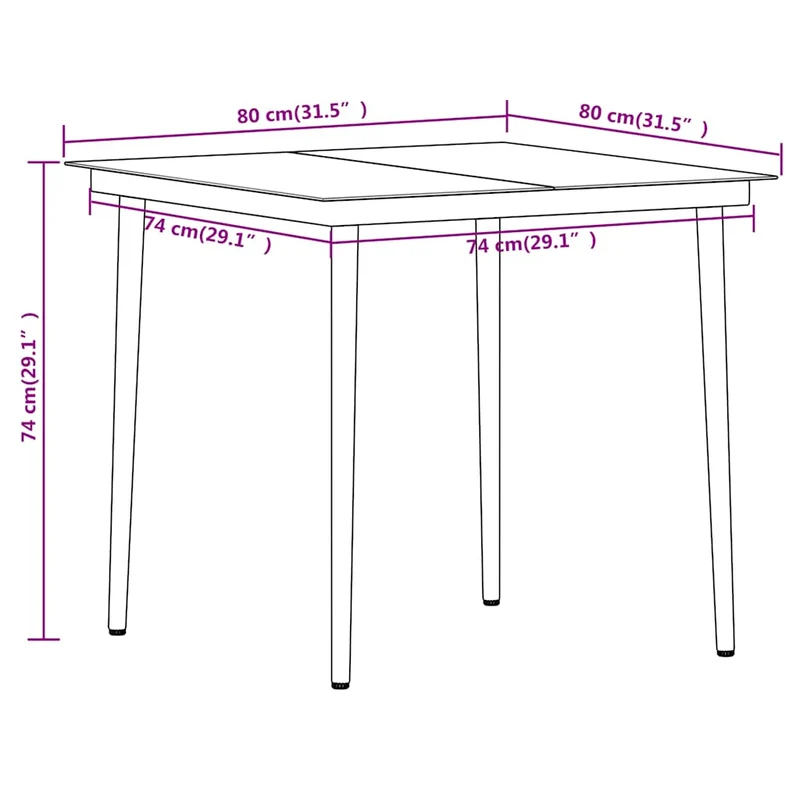 5 Piece Garden Dining Set Black